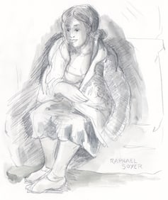 Raphael Soyer Original Mixed Media on Paper