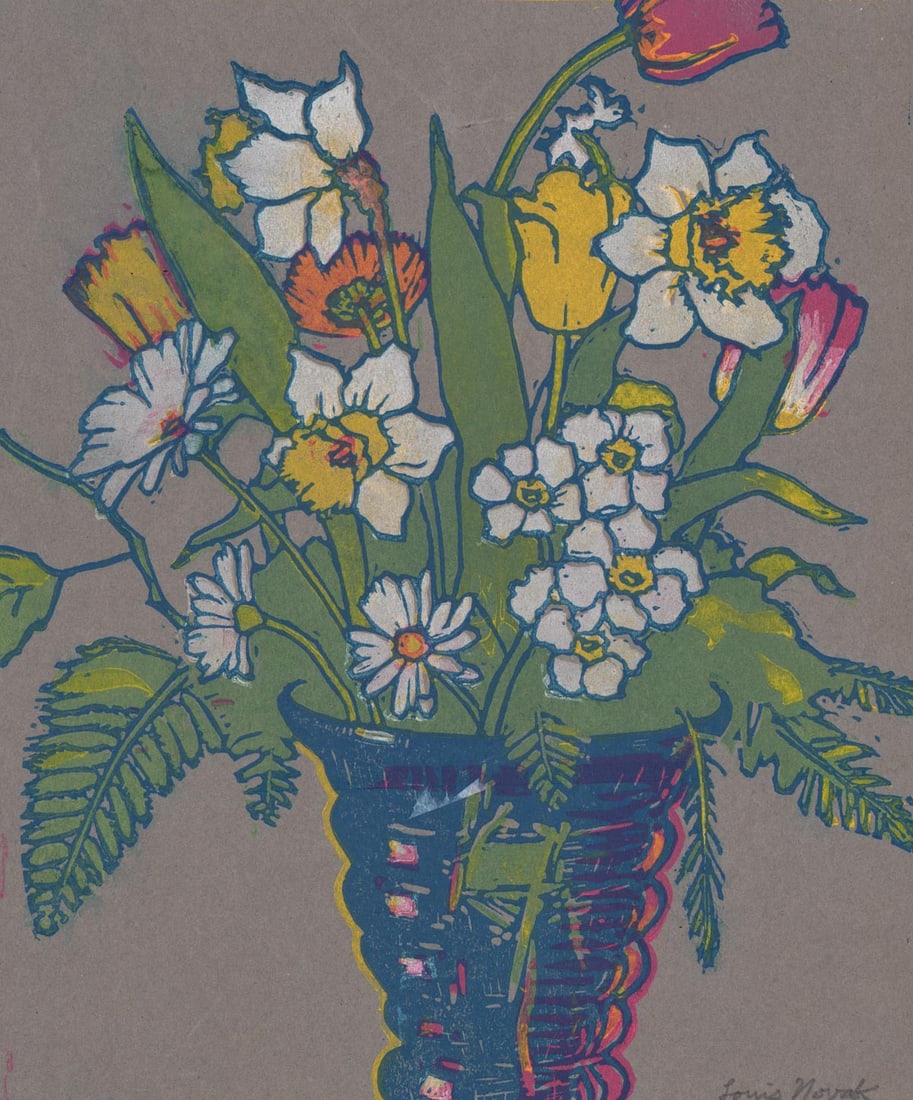 Louis Novak Signed Color Woodcut (1 of 5)