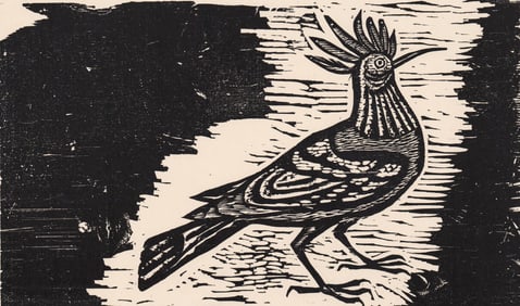 Irving Amen Artist's Proof Woodcut [Proud Bird]
