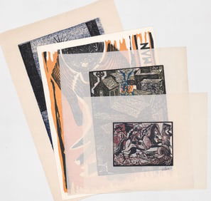 Four (4) Mid-Century Woodcut Prints [Bernette]