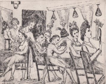 Olga Rosenson Signed Etching [Millinery Shop]