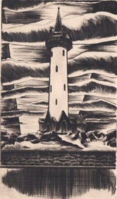Lawrence Kupferman Drypoint [Roxbury Monument]