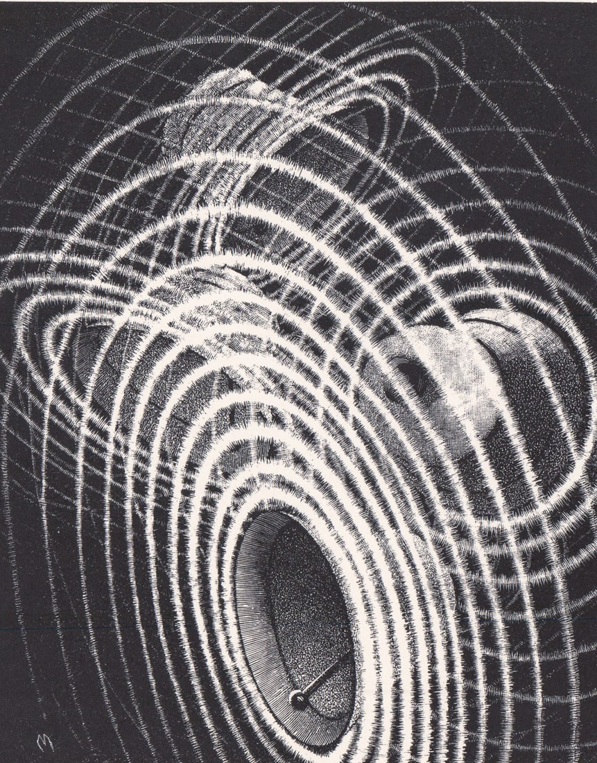 Leo Meissner Signed Wood Engraving [Four Chimes] (1 of 5)