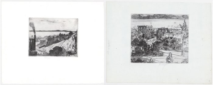 John Winkler (2) Etchings Signed [Buildings]