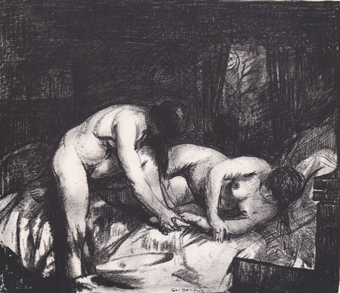 George Bellows Lithograph Signed [Two Girls] (1 of 5)