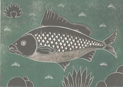 Angela Valenti Woodcut Signed [Carp]