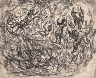 William Meyerowitz Signed Etching: William Meyerowitz (American, 1887-1981) signed etching lower right. No number - open edition. Image measures 8 in. x 8.875 in. Sheet measures 9 in. x 11.25 in. Pinholes upper and lower edges. Even-to