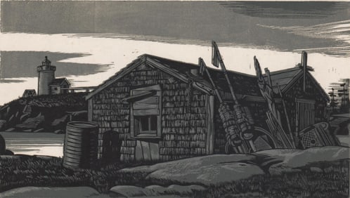 Along The Coast-Rockport Color Wood Engraving