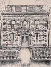 Lawrence Kupferman Drypoint [Roxbury Mansion]