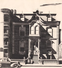 Lawrence Kupferman Drypoint [Victorian Mansion]
