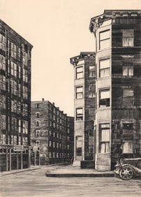 Lawrence Kupferman Drypoint-Back of Symphony Hall