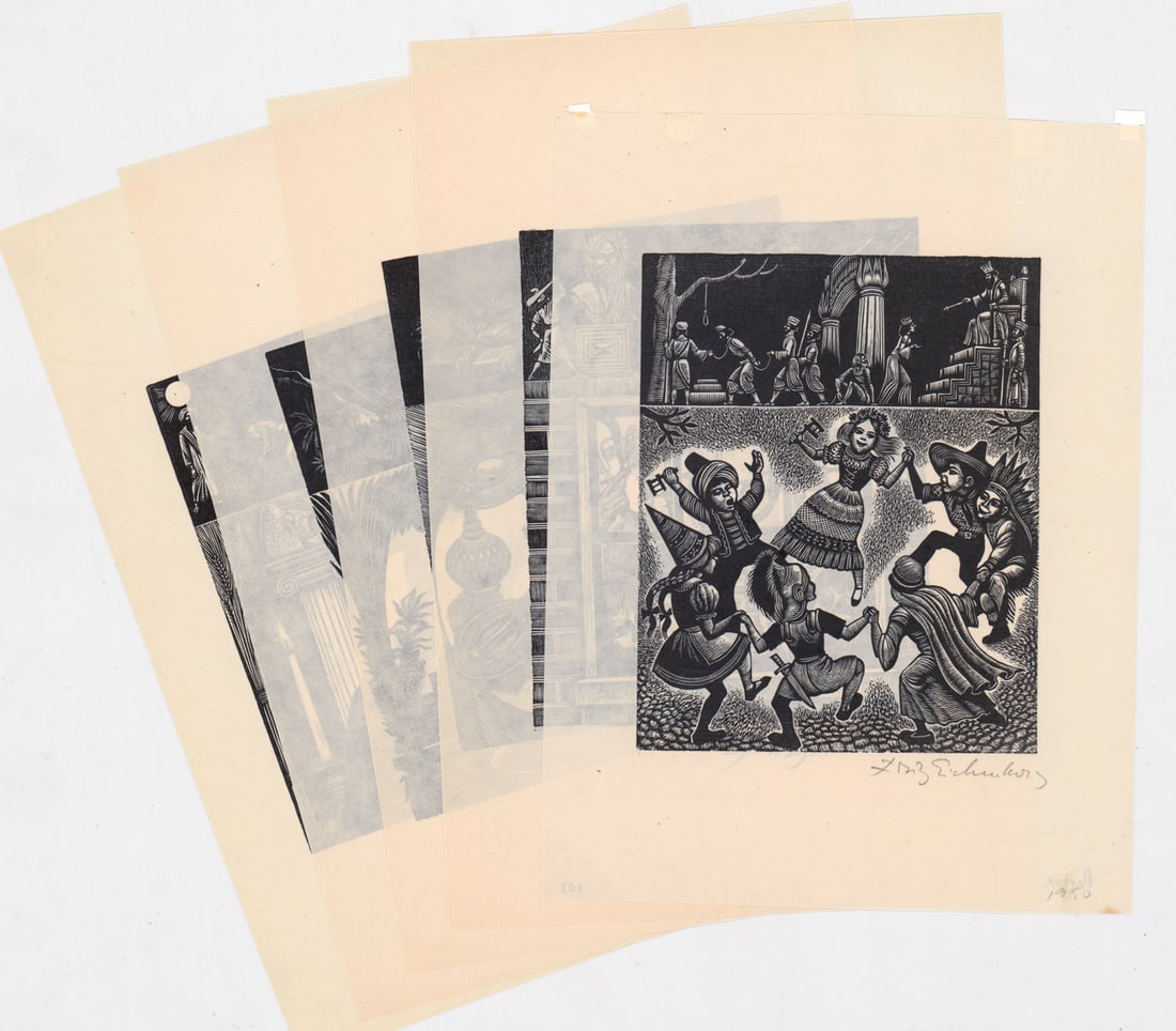 Fritz Eichenberg Woof Engravings, 5 [Judaica] (1 of 6)