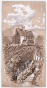 A.B. Frost Original Watercolor, Gouache/Board