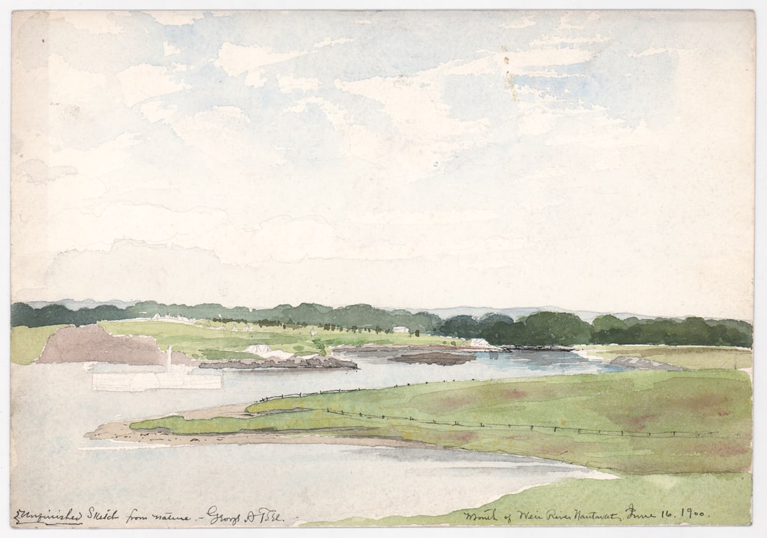 George A. Teel (Massachusetts, 1854-1936): George A. Teel (Massachusetts, 1854-1936) original watercolor. Measures 7 x 10 inches sheet size. EX/EX+ condition. Unframed, loose and not glued or mounted. Provenance: Estate collection of William G