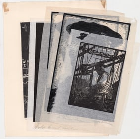 Charles Pont (5) Wood Engravings Signed