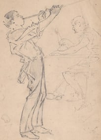 Lundgren Signed Double-Sided Original Drawing