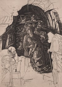 15th Century Early Engraving [Adoration of Magi]