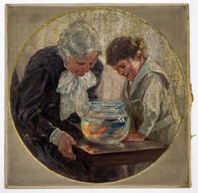 Sterner Signed Oil Grandmother & Granddaughter