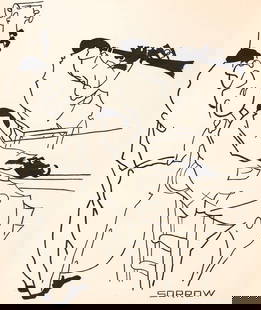 William Carter Sorrow Original Jazz Artwork: William Carter Sorrow Original Jazz Artwork. Drawn in black ink on paper. Measures 24 x 18 inches. Excellent condition. Unframed, loose and not glued or mounted. If lot is absent of a condition