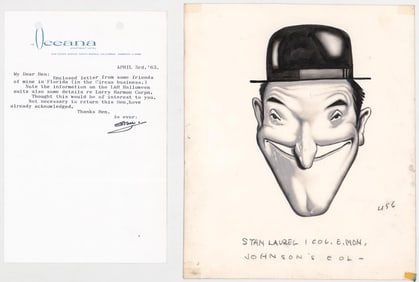 Stan Laurel Original Drawing & TLS