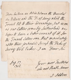 Joseph Addison (UK, 1672-1719) ALS