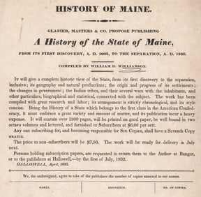 [William D. Williamson] History Maine Order Form