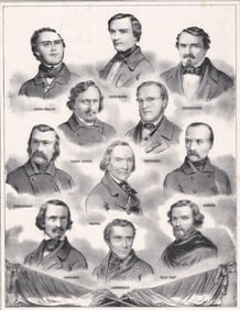 1848 French Lithographic Print Assembly Members