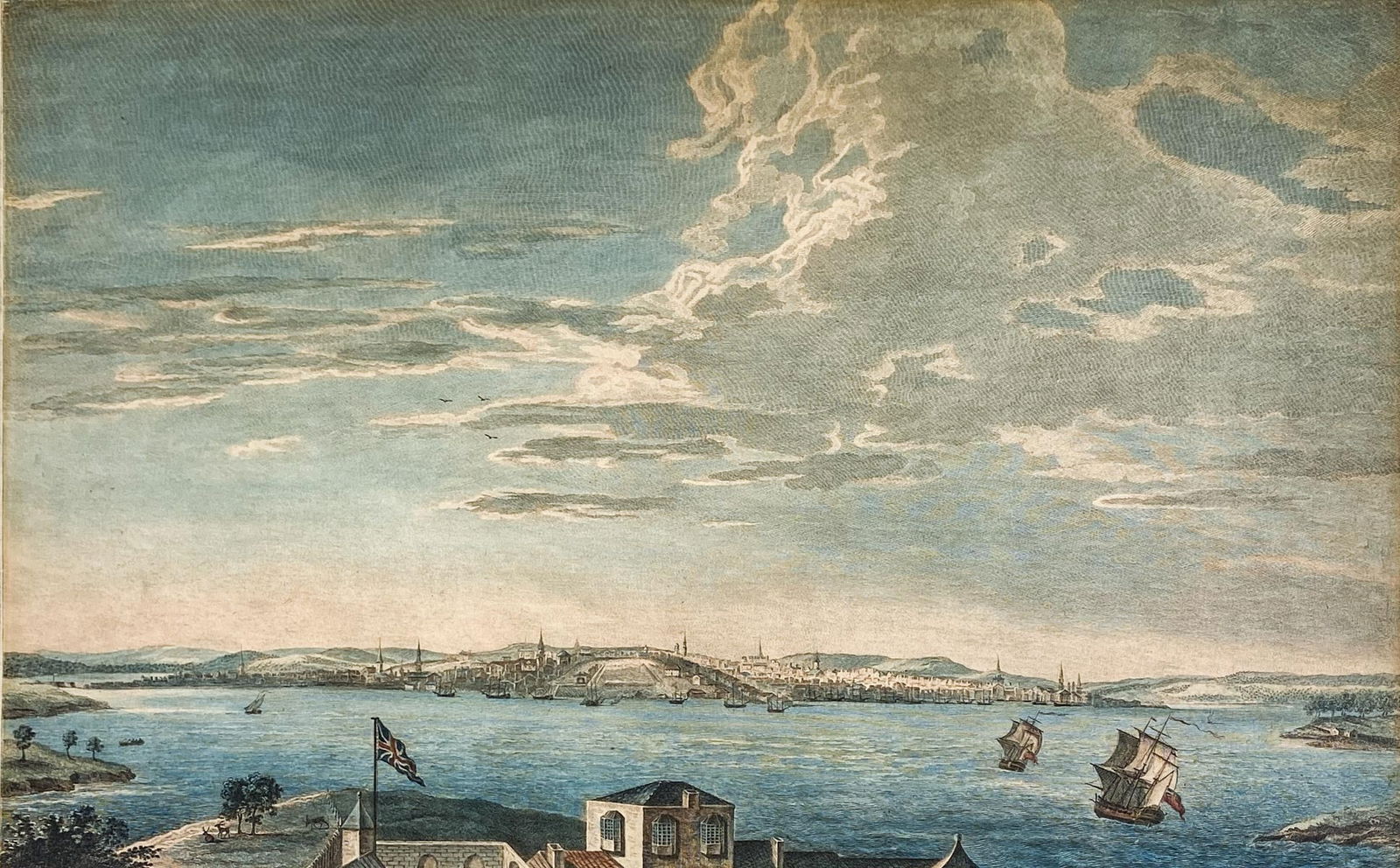 A View of the City of Boston Engraving 18th C. (1 of 4)