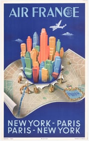 1950 Air France Vintage Travel Poster