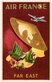 1950 Air France Vintage Travel Poster [Far East]