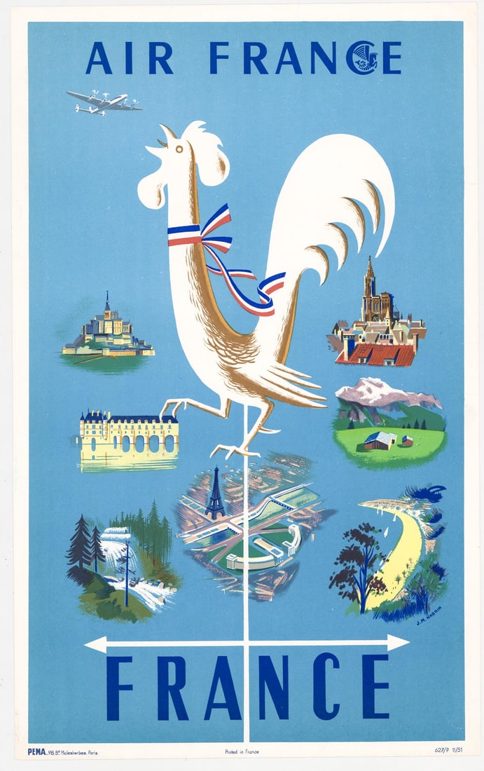 1951 Air France Vintage Travel Poster [France] (1 of 2)