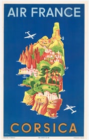 1949 Air France Vintage Travel Poster [Corsica]