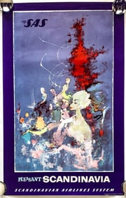 Original 1960's Scandinavian Airlines Poster
