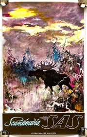 Original 1960's Scandinavian Airlines Poster