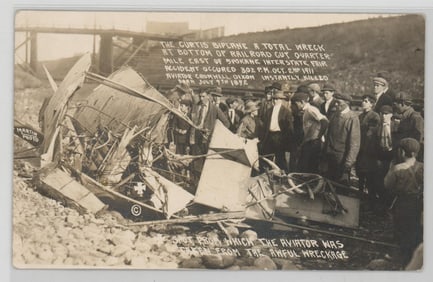 1911 RPPC Spokane, Washington Airplane Crash