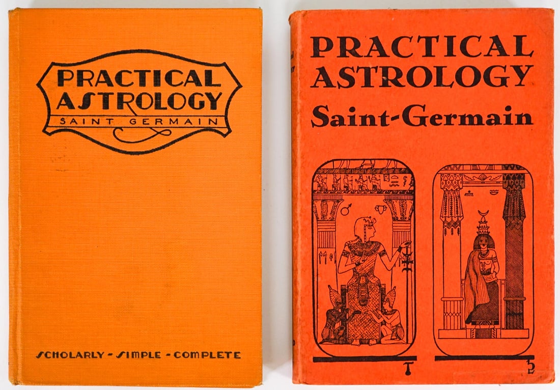 Practical Astrology (2 Editions) by Saint-Germain: Two (2) editions of Practical Astrology by Comte C. de Saint-Germain. 1901 edition without dust jacket and 1931 with unclipped dust jacket. Laird and Lee, Chicago. 257 pp Illustrated (owner writing in