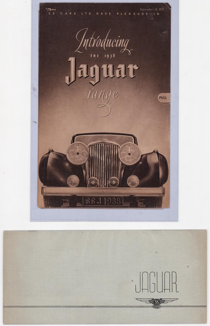 1938 Jaguar Sales Brochure & Catalog: 1938 Jaguar Sales Brochure & Catalog. They measure 5.375 x 11.625 and 11.75 x 7.625 inches. If lot is absent of a condition report one may be requested via email. Condition report is provided as an op