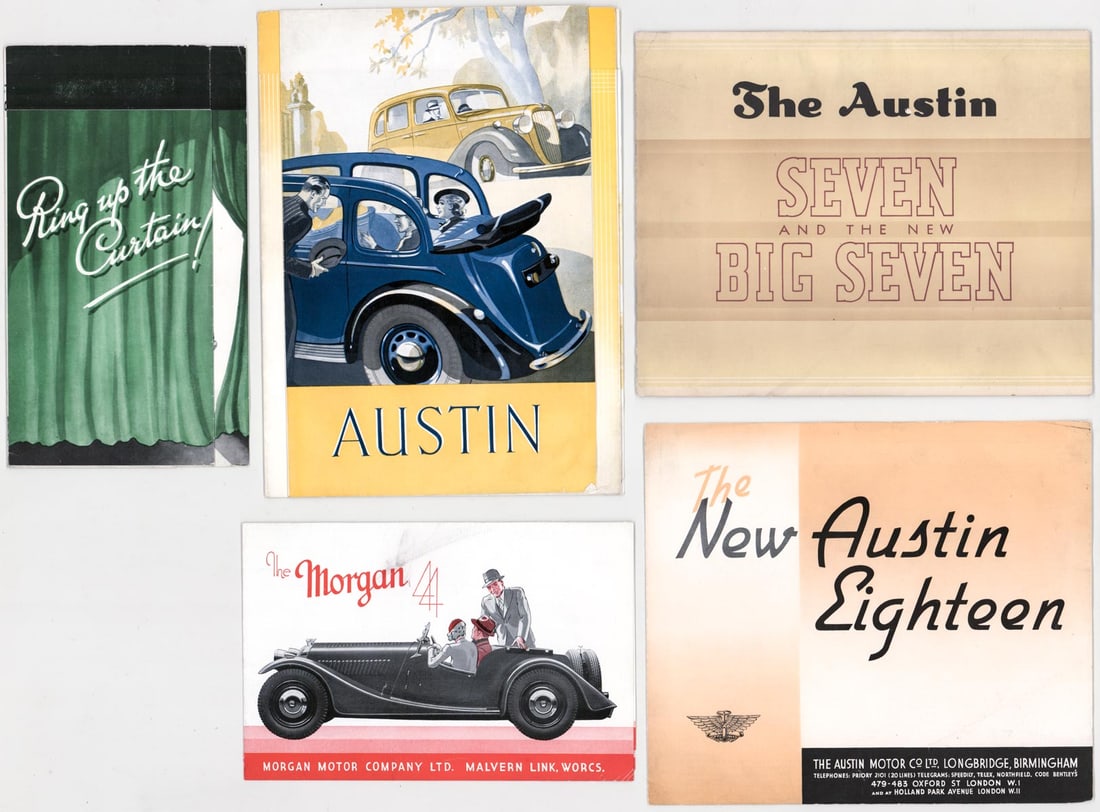 (5) Morgan, Austin Sales Brochures & Catalogs: (5) Morgan, Austin Sales Brochures & Catalogs (1930's). They measure 5.875 x 8.625 and 8.375 x 9.75 inches. If lot is absent of a condition report one may be requested via email. Condition report is p