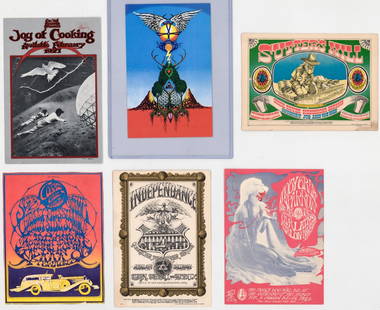 Rock & Roll Postcards & Handbills (6): Rock & Roll Postcards & Handbills (6).1. Rick Griffin Unnameable Bill Graham Fillmore Handbill. Measures 6.8125 x 4.3125 inches (EX+/NM). 2. FD 43 Moby Grape Charlatans Postcard. Measures 6.9375 x 5.1