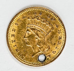 1859 Gold U.S. Liberty Gold Dollar Type 3 w/Hole