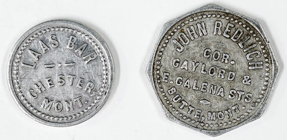 Two Montana Aluminum Trade Tokens