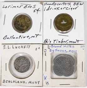 Four Old Montana Tokens from Advanced Collection