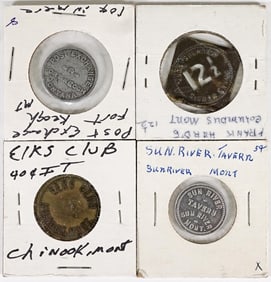 (4) Old Montana Trade Tokens-Advanced Collection