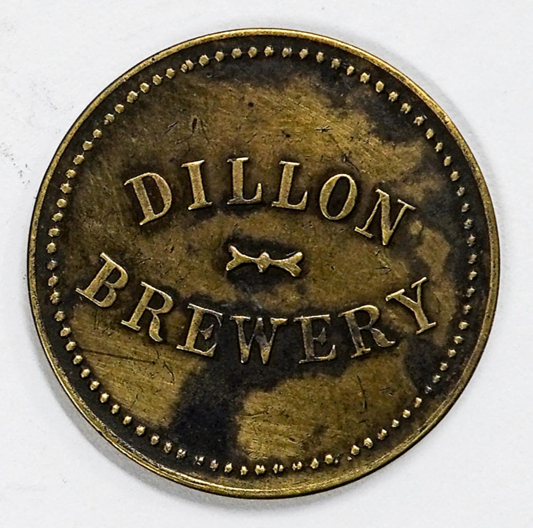 Dillon Brewery Dillon, Montana Rare Trade Token: Good for 5c in Trade. VG-EX/EX condition. Measures 25 mm. If lot is absent of a condition report one may be requested via email. Condition report is provided as an opinion only and is no guarantee as 