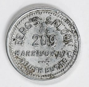 Berg's Saloon South Butte, Montana Trade Token