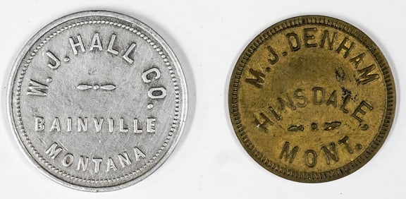 Hinsdale, Montana & Bainsville, MT Trade Tokens