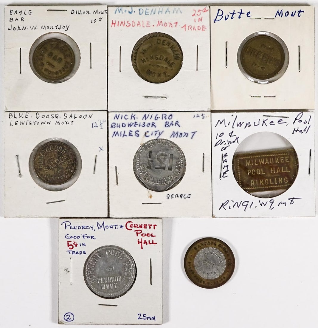 (8) Vintage & Antique Montana Trade Tokens (1 of 2)