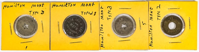 Hamilton, Montana Fisk & Smithey Tokens (4)