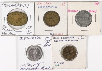 (5) Vintage & Antique Montana Trade Tokens