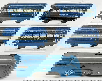 MARX Blue Mercury Engine and Cars Toy Trains